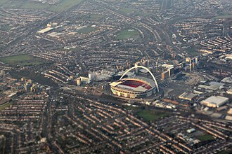 Aerial view of Wembley Stadium and its surroundings in 2016