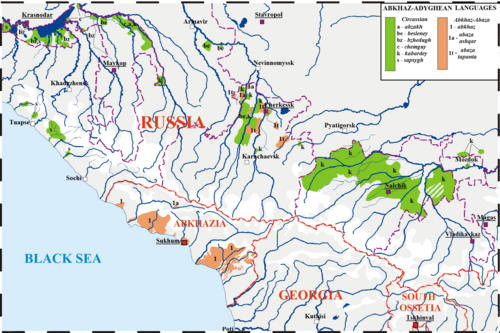 Remaining Circassian populations in historic Circassia, 21st century