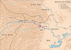 Map showing Battle of Yiling between Shu Han and Wu kingdoms.