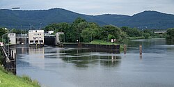 Lock on Wieblingen channel from Heidelberg and open river at Schwabenheim