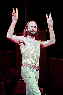 Mike Pinder of the Moody Blues, a pioneer of electronic rock, in 1974