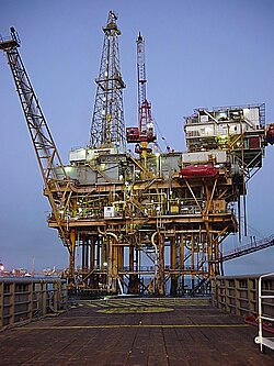 An oil platform in the Gulf of Mexico