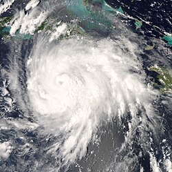 Hurricane Gustav, just after making landfall in Jamaica, August 29