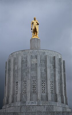 The Golden Pioneer atop the Oregon State Capitol