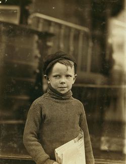 An eight-year-old newsboy in St. Louis, Missouri in 1910.