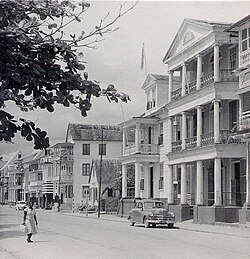 Waterfront houses in Paramaribo, 1955