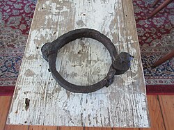 Slave shackle found while digging in a property on Baronne Street in New Orleans; donated to the Kid Ory Historic House museum
