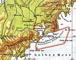 The German-leased territory of Kiautschou and the port of Qingdao