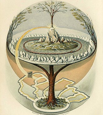 Yggdrasil, an attempt to reconstruct the Norse world tree which connects the heavens, the world, and the underworld.