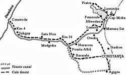 Map of forced labor camps along the Danube–Black Sea Canal