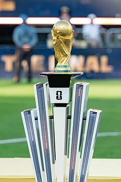 The trophy pictured at the 2026 FIFA World Cup final