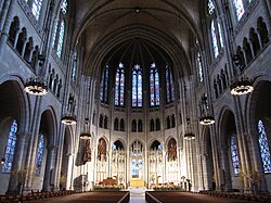 The nave (foreground) looking toward the chancel (background)