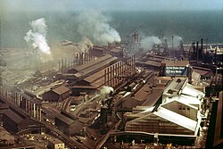 The Gary Works of Gary, Indiana (seen here in 1973) is the largest integrated steel mill in North America.[186]