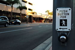 Pedestrian signal in Santa Ana, California.