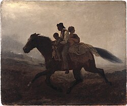 A Ride for Liberty – The Fugitive Slaves, oil on paperboard, c. 1862 by Eastman Johnson (Brooklyn Museum 40.59a-b)
