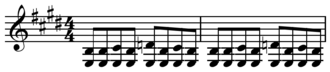 Typical blues shuffle rhythm; playⓘ