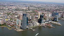 Jersey City, the second-most populous city[99] in New Jersey, after Newark.[100] It is the county seat of Hudson County,[101] located directly across the Hudson River from Lower Manhattan.