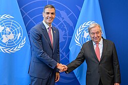 Guterres with Spanish Prime Minister Pedro Sánchez, September 2025