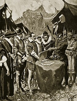 John Stubbs has his hand cut off, England, 1579