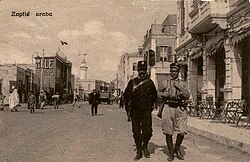 An Italian Carabiniere and a Libyan colonial Zaptié patrolling in Tripoli, Italian Tripolitania, 1914
