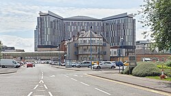 NHS Scotland's Queen Elizabeth University Hospital, Glasgow. It is the largest hospital campus in Europe.[397]