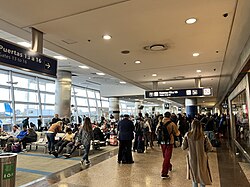 Boarding gates at the airport.