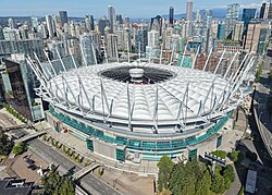 Exterior view of BC Place, May 2026