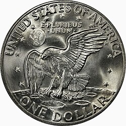 In the 1970s, the reverse of the Eisenhower dollar celebrated America's Moon landings, which began 11 years after NASA was created during Eisenhower's presidency.