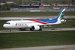 An Airbus A321neo in the current livery at London Heathrow Airport