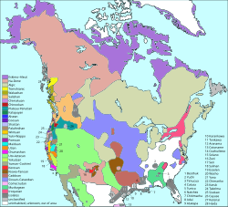 Pre-contact distribution of North American language families