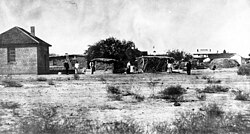 Akimel Oʼodham dwellings of traditional and brick construction in 1900