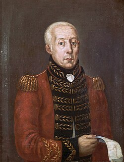 c. 1809 portrait of Hugh Lyle Carmichael in the uniform of a British brigadier general