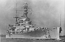Battlecruiser HMS Repulse, one of the few capital ships sent by Churchill to Singapore to defend it