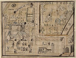 Kirk o' Field drawn for William Cecil shortly after the murder of Henry Stuart, Lord Darnley, 1567