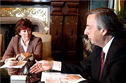 Arbour, while serving as UN Human Rights Commissioner, sits with Argentinian President Néstor Kirchner, 2005
