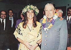 General Pinochet posing with a native Rapa Nui woman