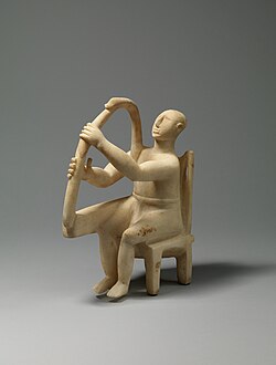 Harp Player from the island of Keros, made by the Cycladic culture sometime in the 28th century BC.