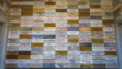 Tribute plaques to Juche from foreign delegates, contained in the interior entrance of the Juche Tower