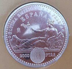 Última peseta - Pts 2,000 circulating commemorative coin