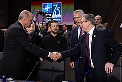 Erdoğan and British Prime Minister Keir Starmer at the 2024 NATO Summit in Washington, D.C.