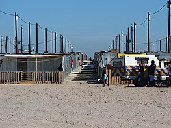 A police patrol in Blikkiesdorp, a settlement for the evicted