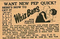 An advertisement for pills from 1926 implies an aphrodisiac effect: "full of red-blooded vim and push".