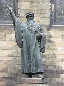 John Knox, who in 1559 returned from ministering in Geneva to lead the Reformation in Scotland.