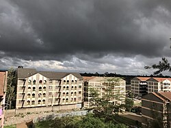 Rain clouds over estates, December 2019