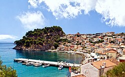 A view towards Parga in Greece; tourism plays a crucial role in the Greek economy[107]
