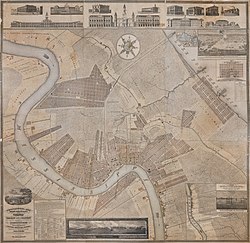 An 1834 map showing early faubourgs