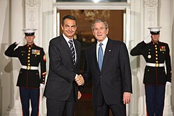 Zapatero with U.S. President George W. Bush, 14 November 2008