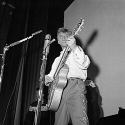 Tommy Steele, one of the first British rock and rollers, performing in Stockholm in 1957