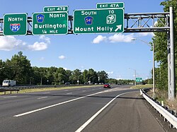 I-295 northbound at the CR 541 exit in Burlington Township