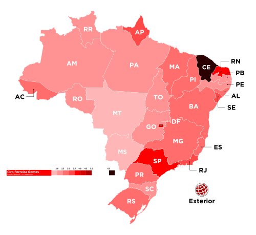 Ciro Gomes (PDT) vote distribution in the first round